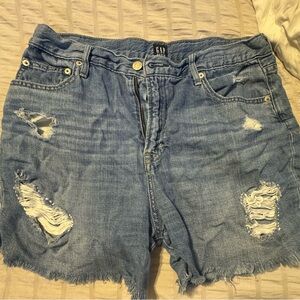 GAP Women's Light Blue Ripped Jean Shorts